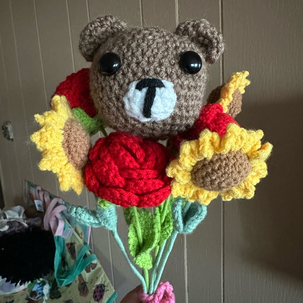 Faux Floral Brown and Red Accent Piece